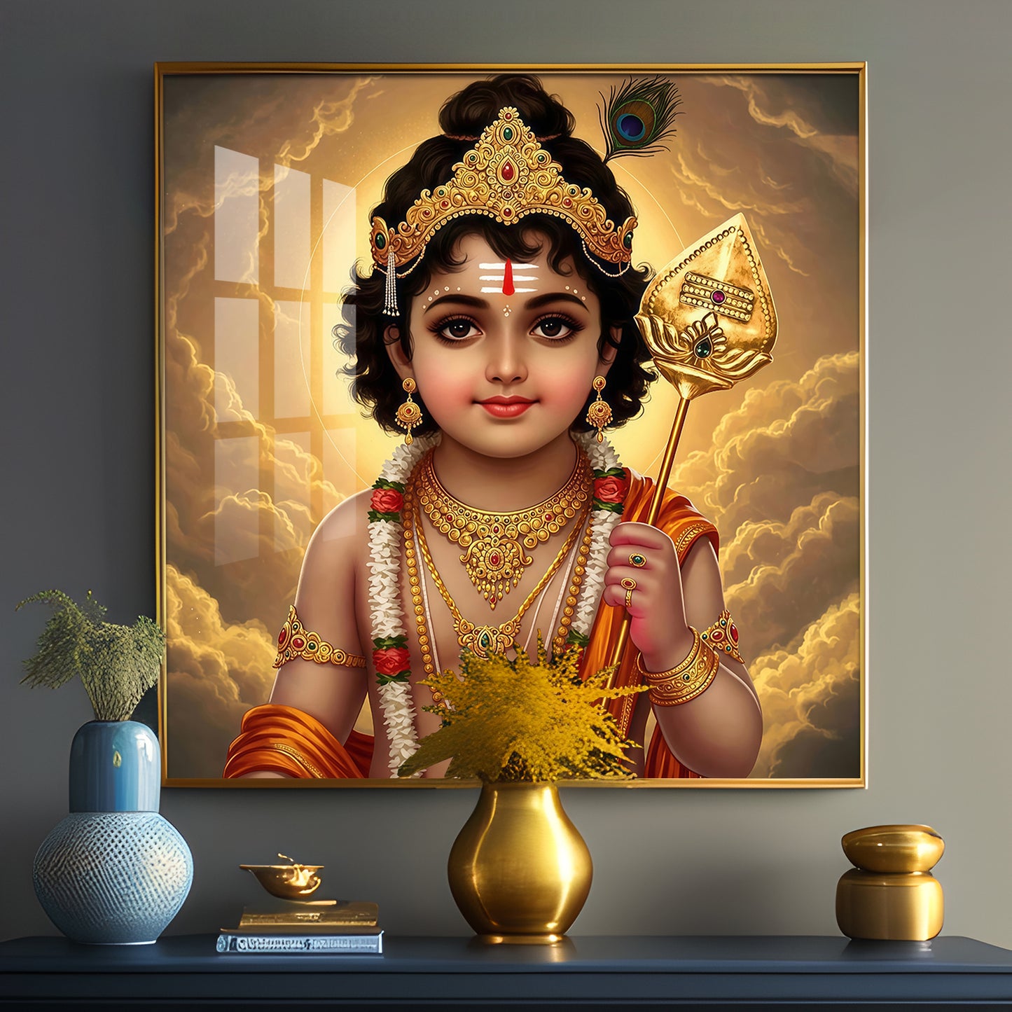 Bhagwan Murugan Blessing Premium Acrylic Square Wall Art