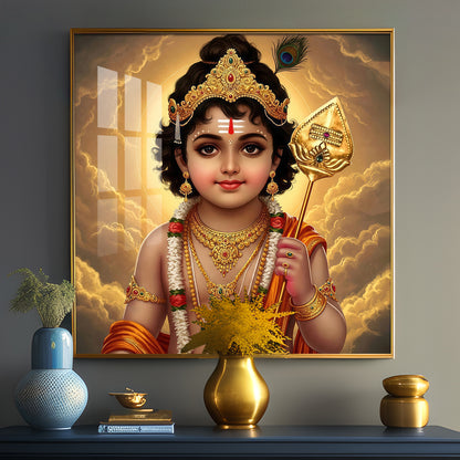 Bhagwan Murugan Blessing Premium Acrylic Square Wall Art