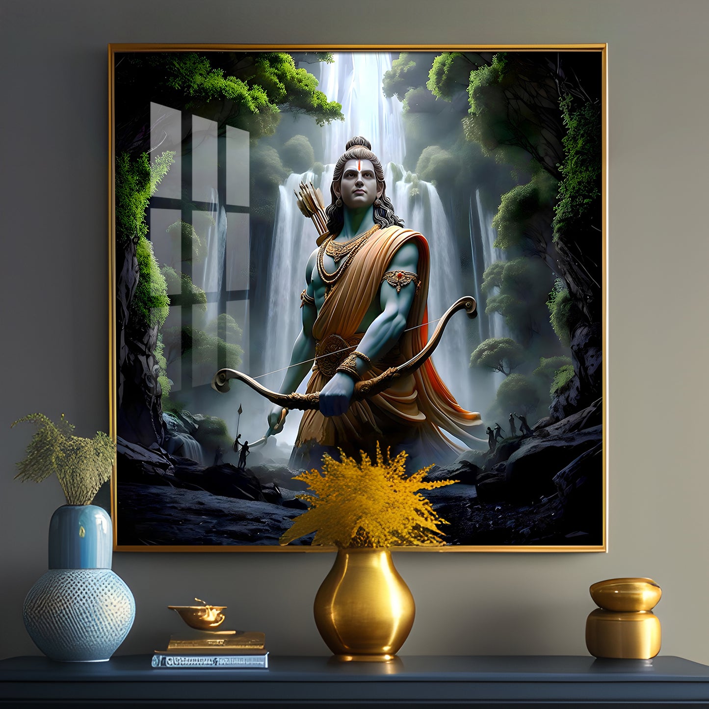 Shree Ram With Bow & Arrow Premium Acrylic Square Wall Art