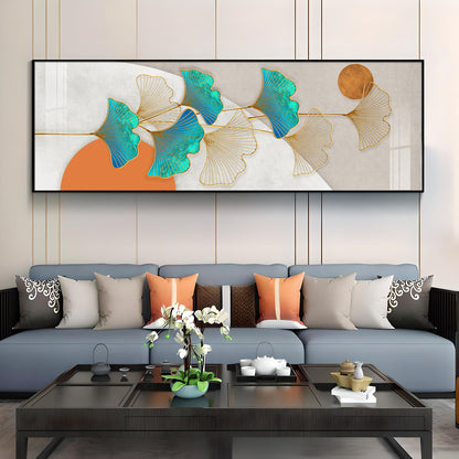 Blue & White Leaf Premium Acrylic Horizontal Wall Art