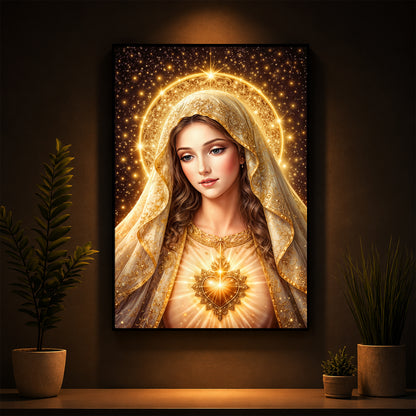 Virgin Mary Modern Luxury Backlight Vertical Wall Art