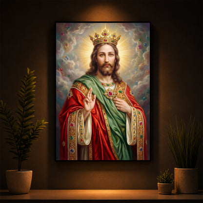 Christ The King Jesus Modern Luxury Backlight Vertical Wall Art