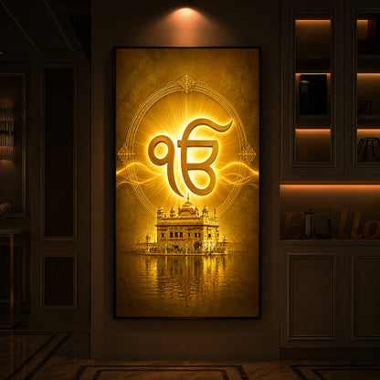 Ik Onkar Modern Luxury Backlight Vertical Wall Art