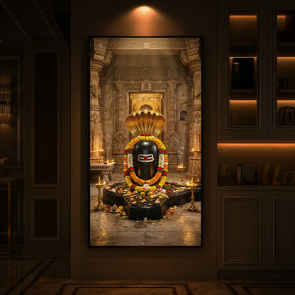 Shree Somnath Jyotirlinga Modern Luxury Backlight Vertical Wall Art