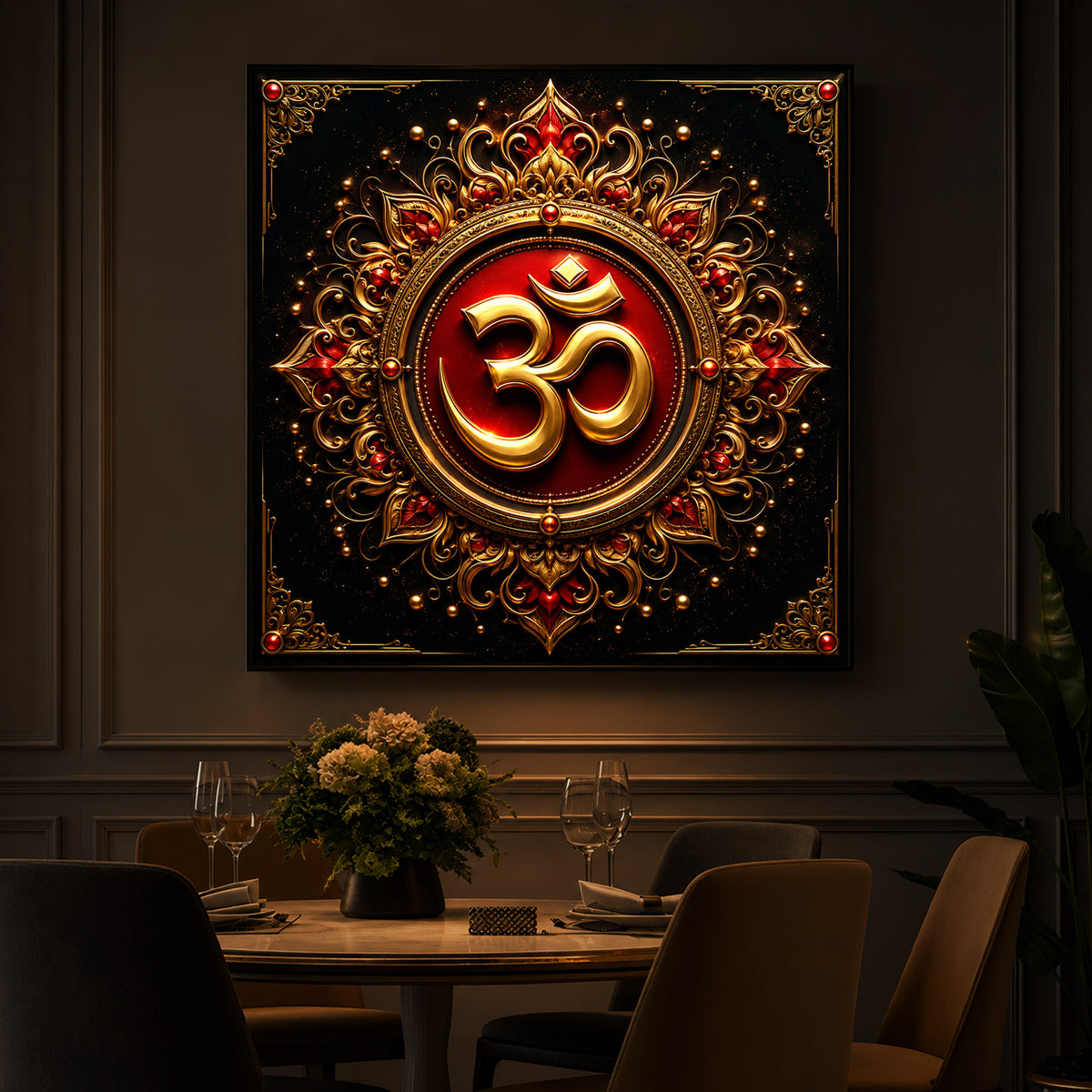 Beautiful Om Symbol Modern Luxury Backlight Square Wall Art