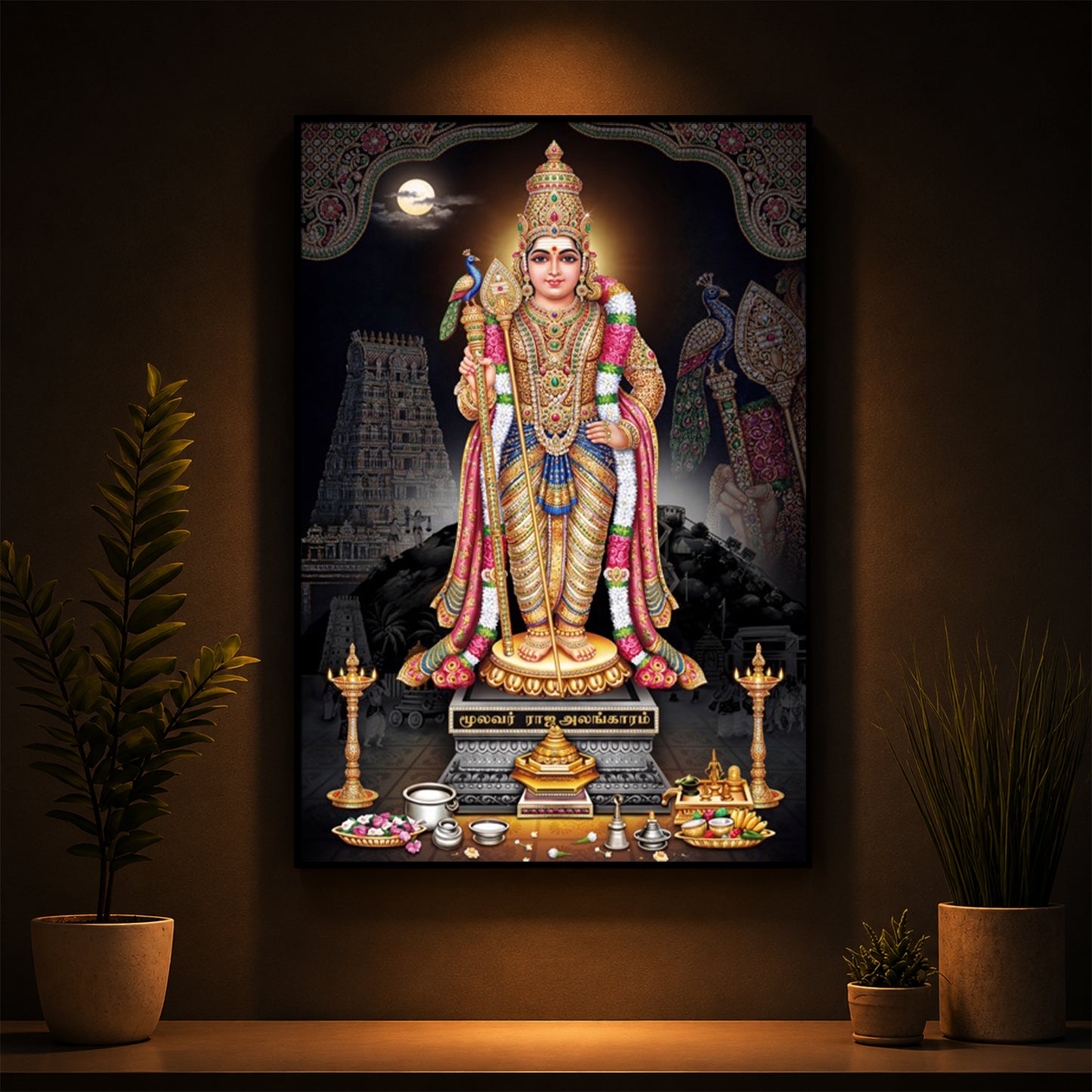 Lord Kartikeya Modern Luxury Backlight Vertical Wall Art