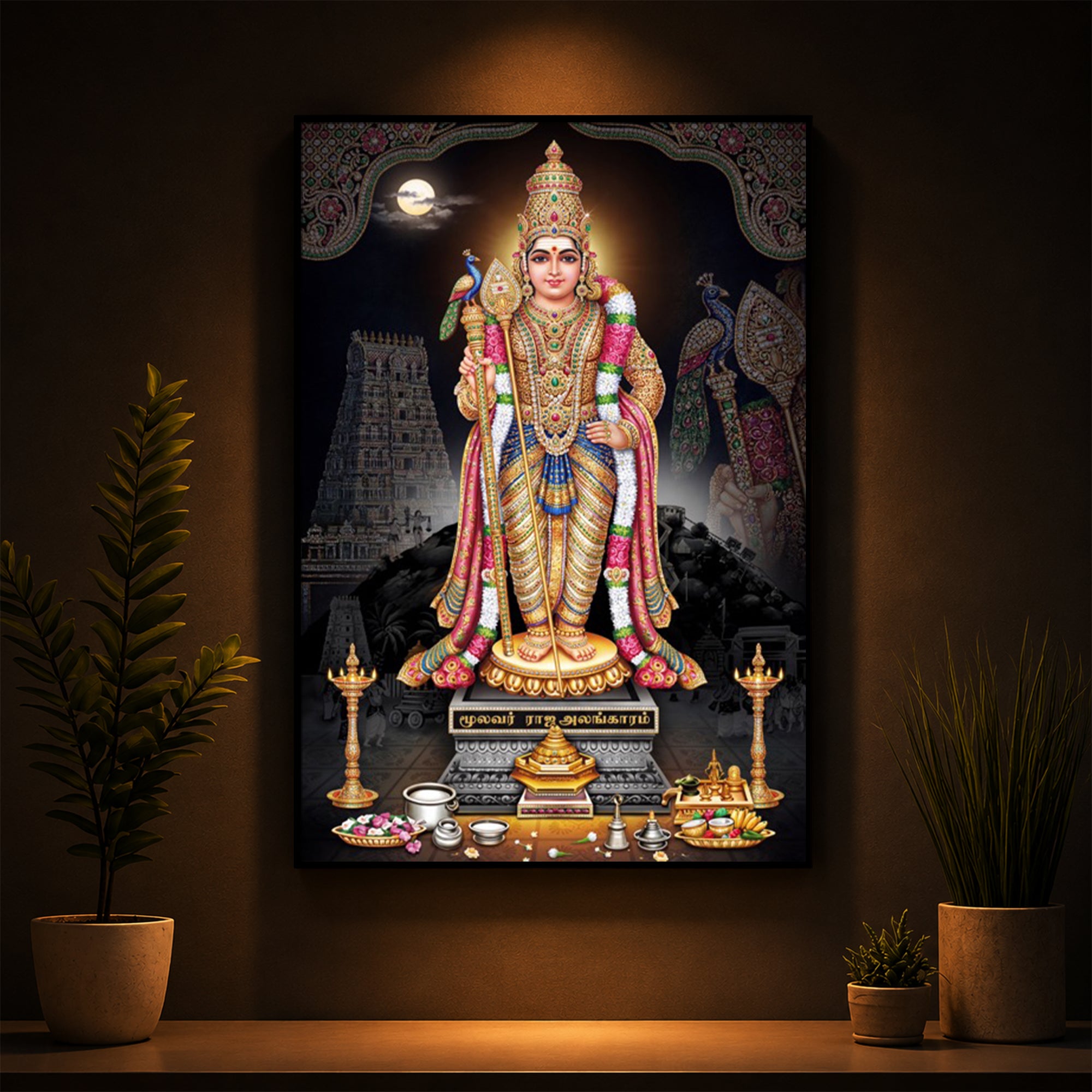 Lord Kartikeya Modern Luxury Backlight Vertical Wall Art