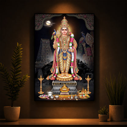 Lord Kartikeya Modern Luxury Backlight Vertical Wall Art