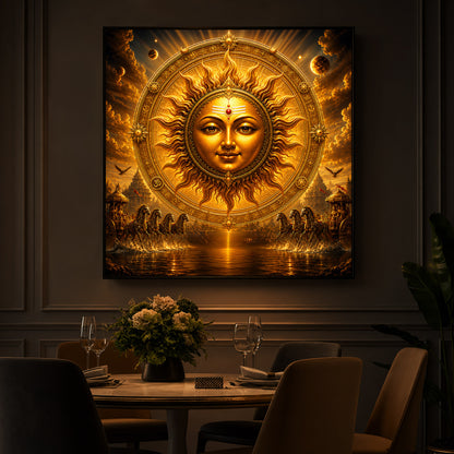 Divine Surya Dev Modern Luxury Backlight Square Wall Art