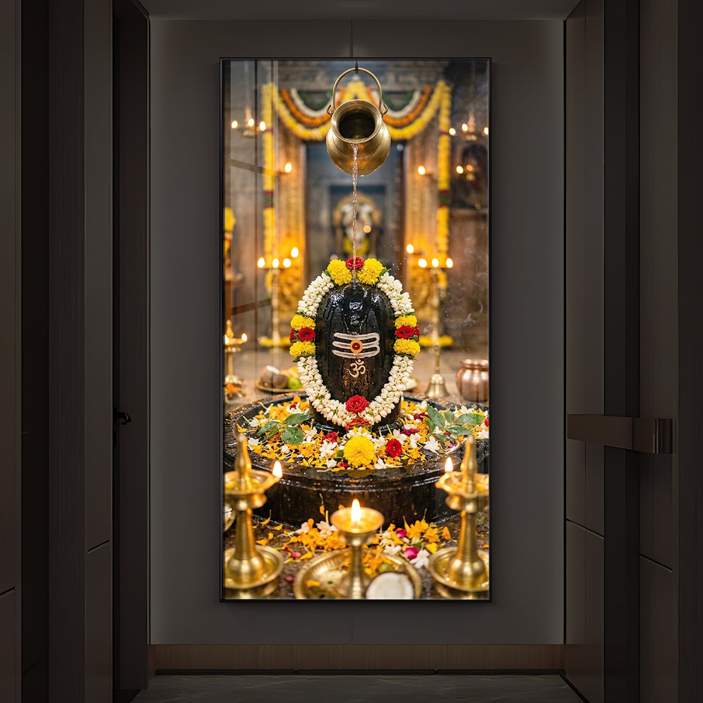 Somnath Jyotirlinga Modern Luxury Backlight Vertical Wall Art