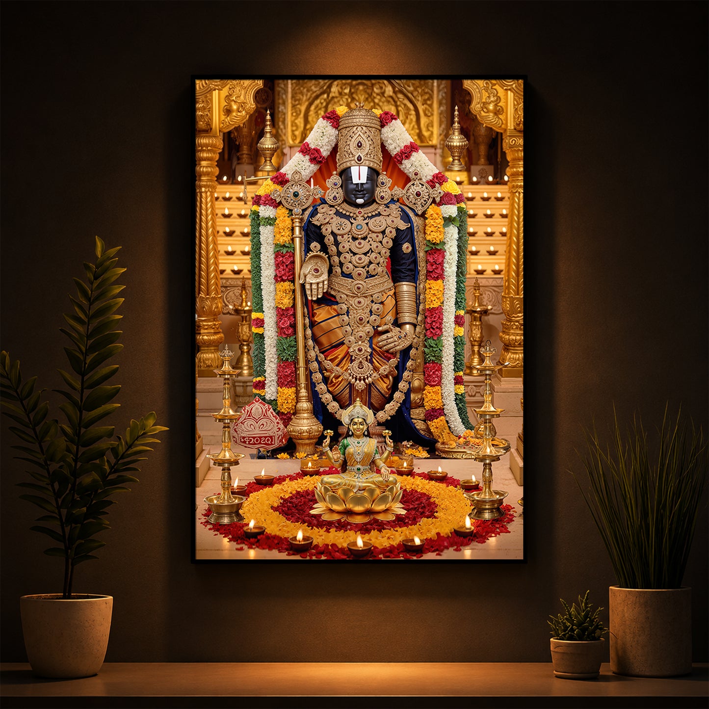 Tirupati Balaji Modern Luxury Backlight Vertical Wall Art