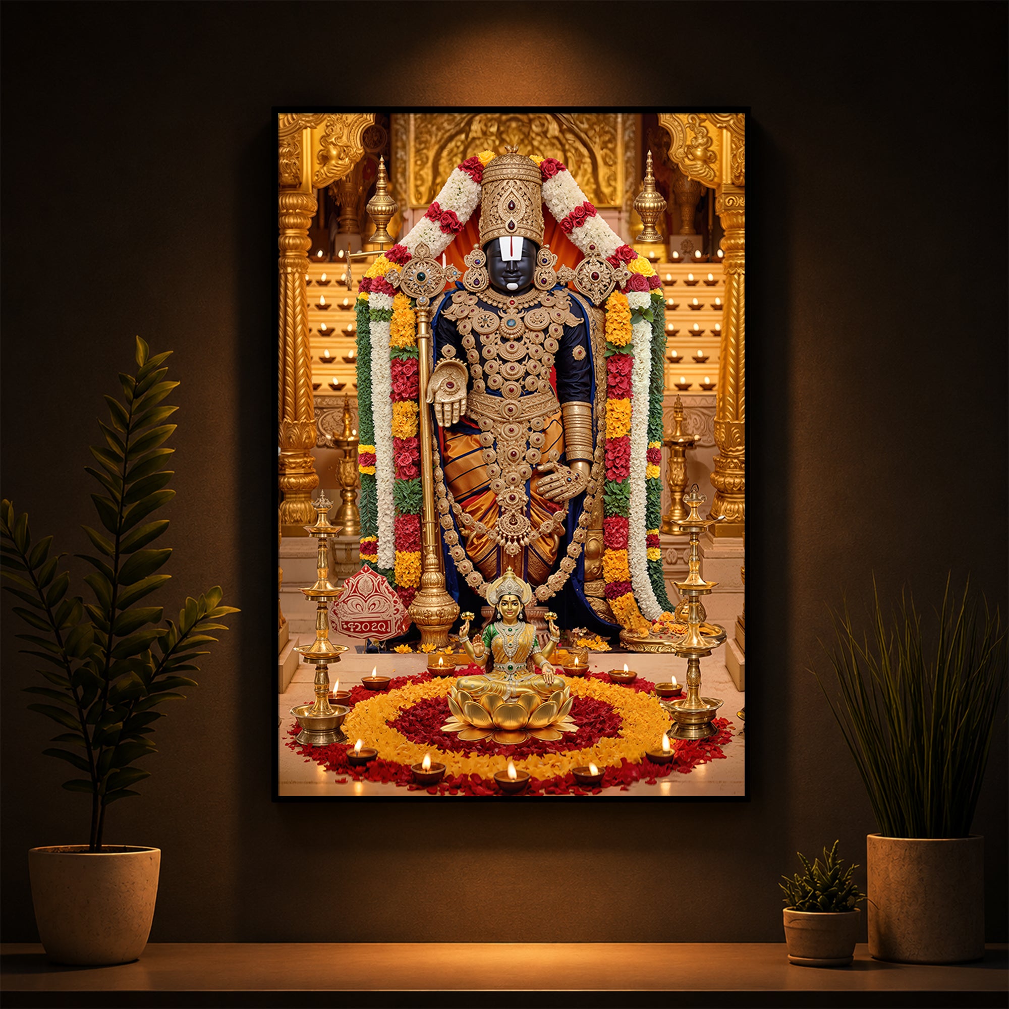 Tirupati Balaji Modern Luxury Backlight Vertical Wall Art