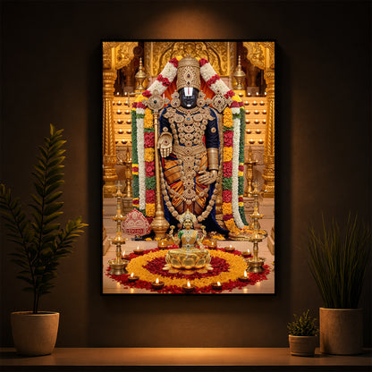 Tirupati Balaji Modern Luxury Backlight Vertical Wall Art