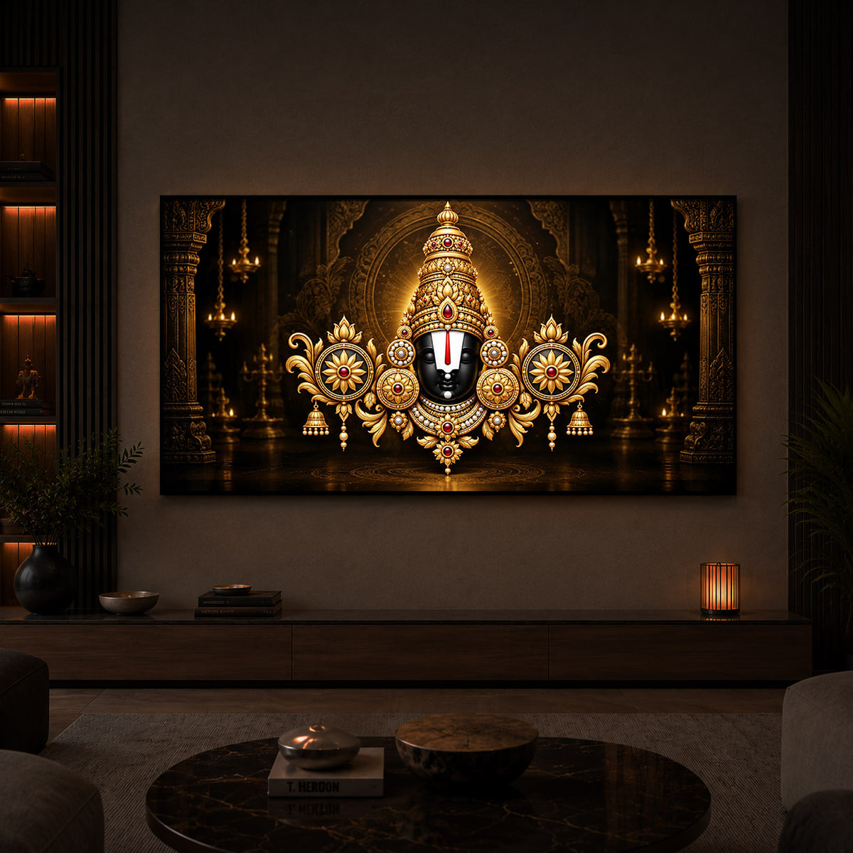 Divine Tirupati Balaji Modern Luxury Backlight Horizontal Wall Art