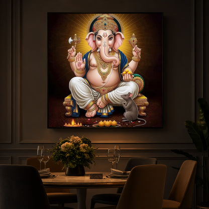 Shree Ganesh Modern Luxury Backlight Square Wall Art