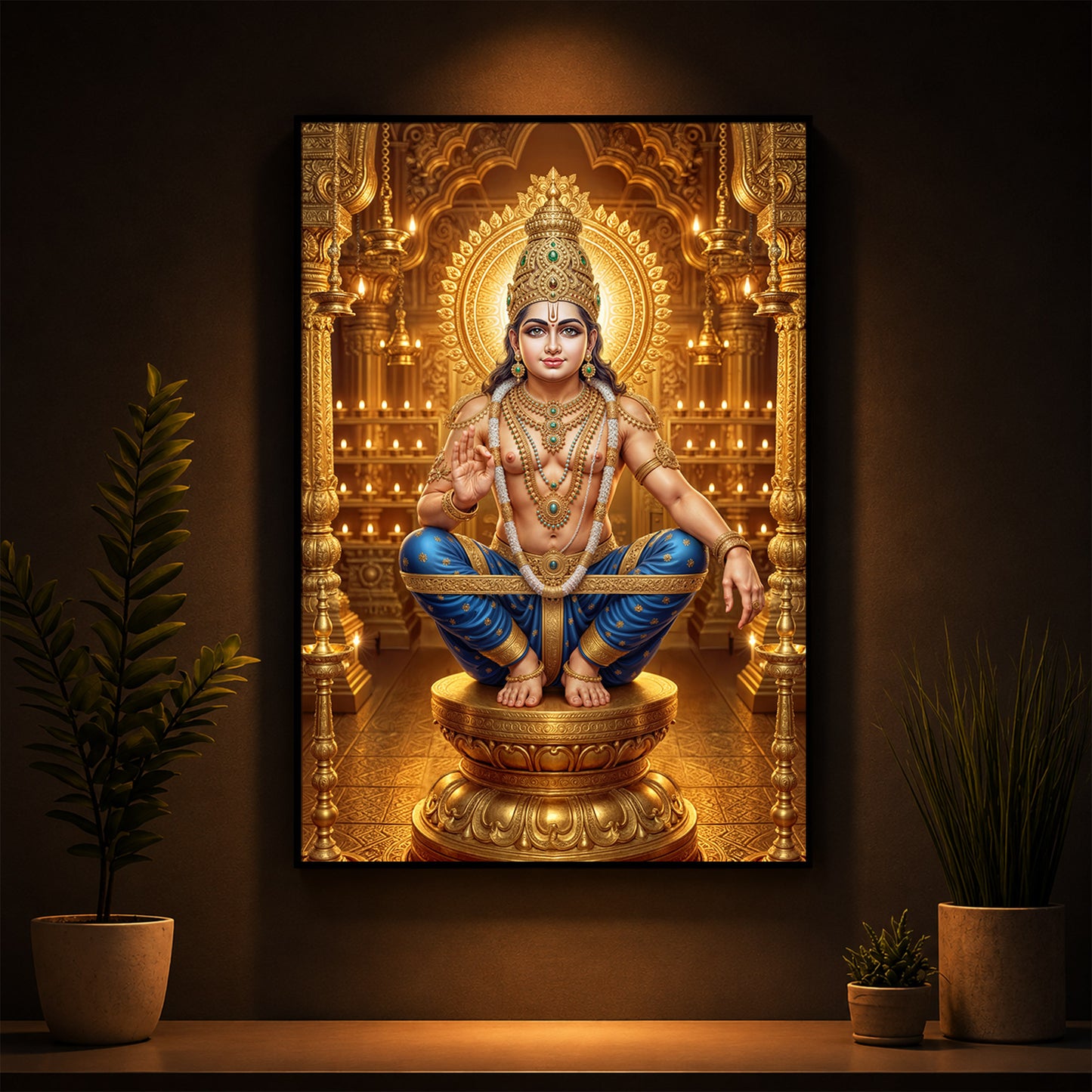 Ayyappan Swamy Modern Luxury Backlight Vertical Wall Art