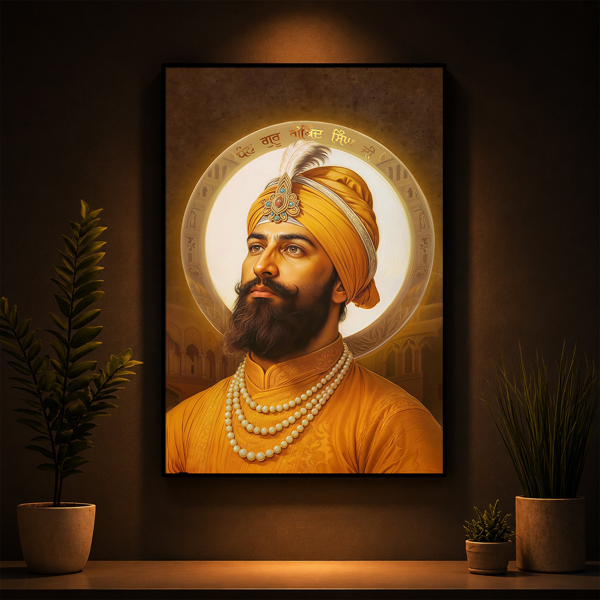 Guru Govind Singh Ji Modern Luxury Backlight Vertical Wall Art