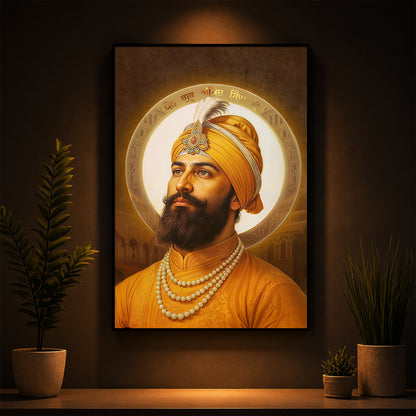 Guru Govind Singh Ji Modern Luxury Backlight Vertical Wall Art