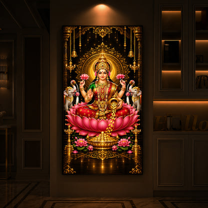 Goddess Lakshmi Modern Luxury Backlight Vertical Wall Art