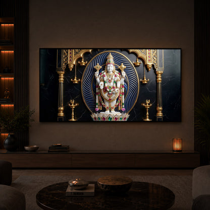Lord Tirupati Balaji Modern Luxury Backlight Horizontal Wall Art