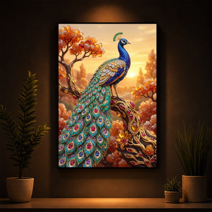 Majestic Peacock Modern Luxury Backlight Vertical Wall Art