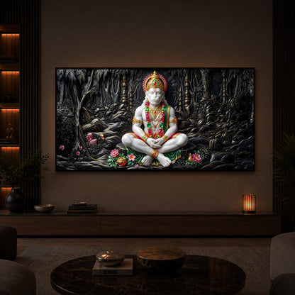 Lord Hanuman Modern Luxury Backlight Horizontal Wall Art
