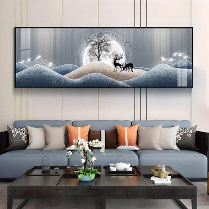 Black Deer In Night Premium Acrylic Horizontal Wall Art