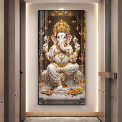 Divine Blessings Of Ganesh Ji Premium Acrylic Vertical Wall Art