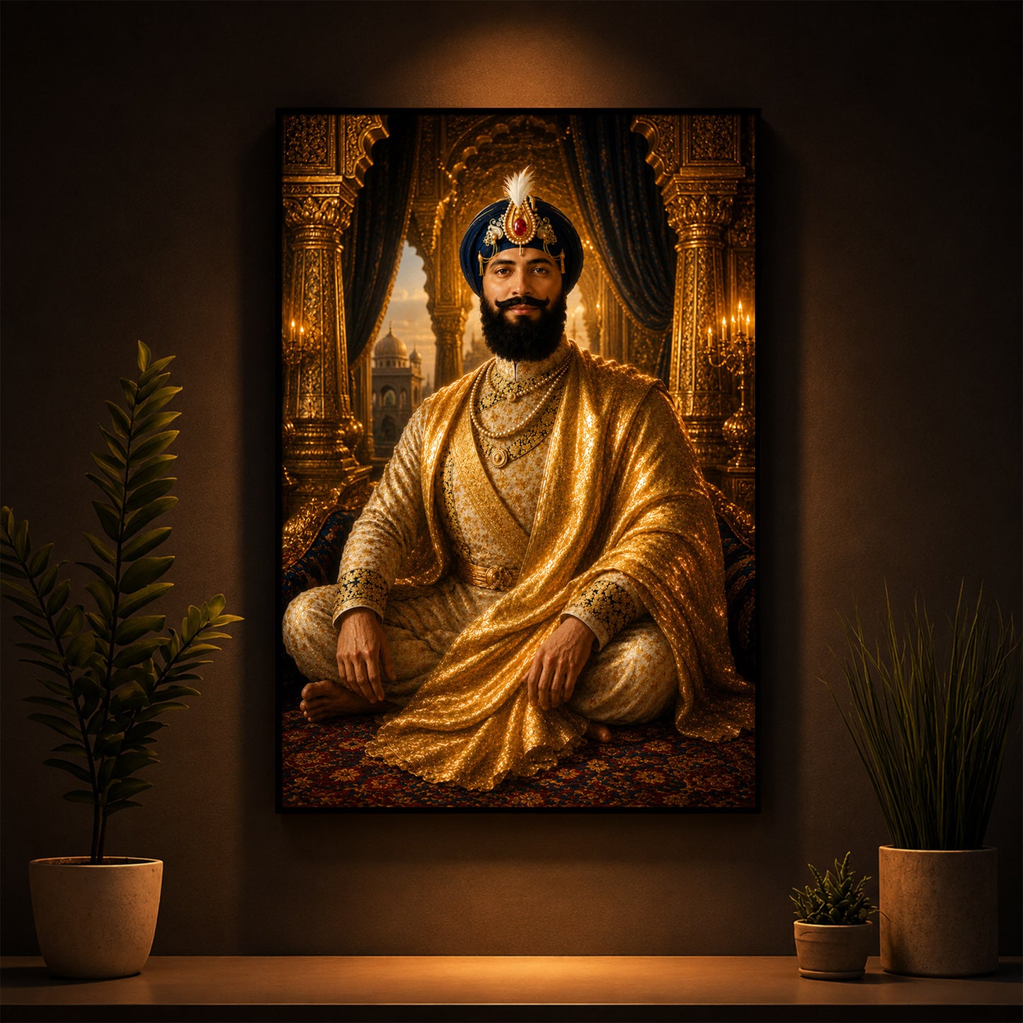 Sri Guru Gobind Singh Ji Modern Luxury Backlight Vertical Wall Art