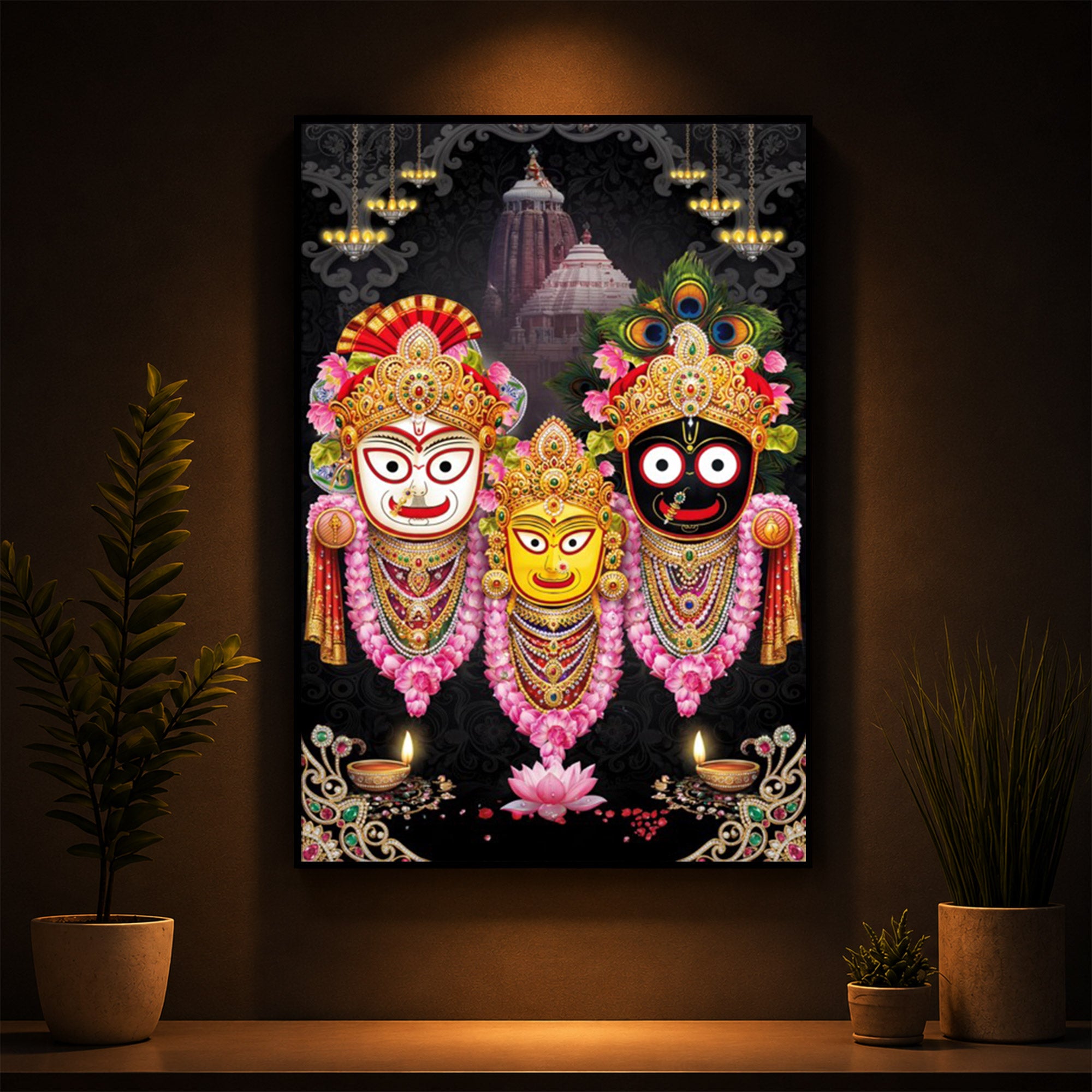 Lord Jagannath Modern Luxury Backlight Vertical Wall Art