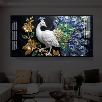 Peacock Modern Luxury Backlight Horizontal Wall Art