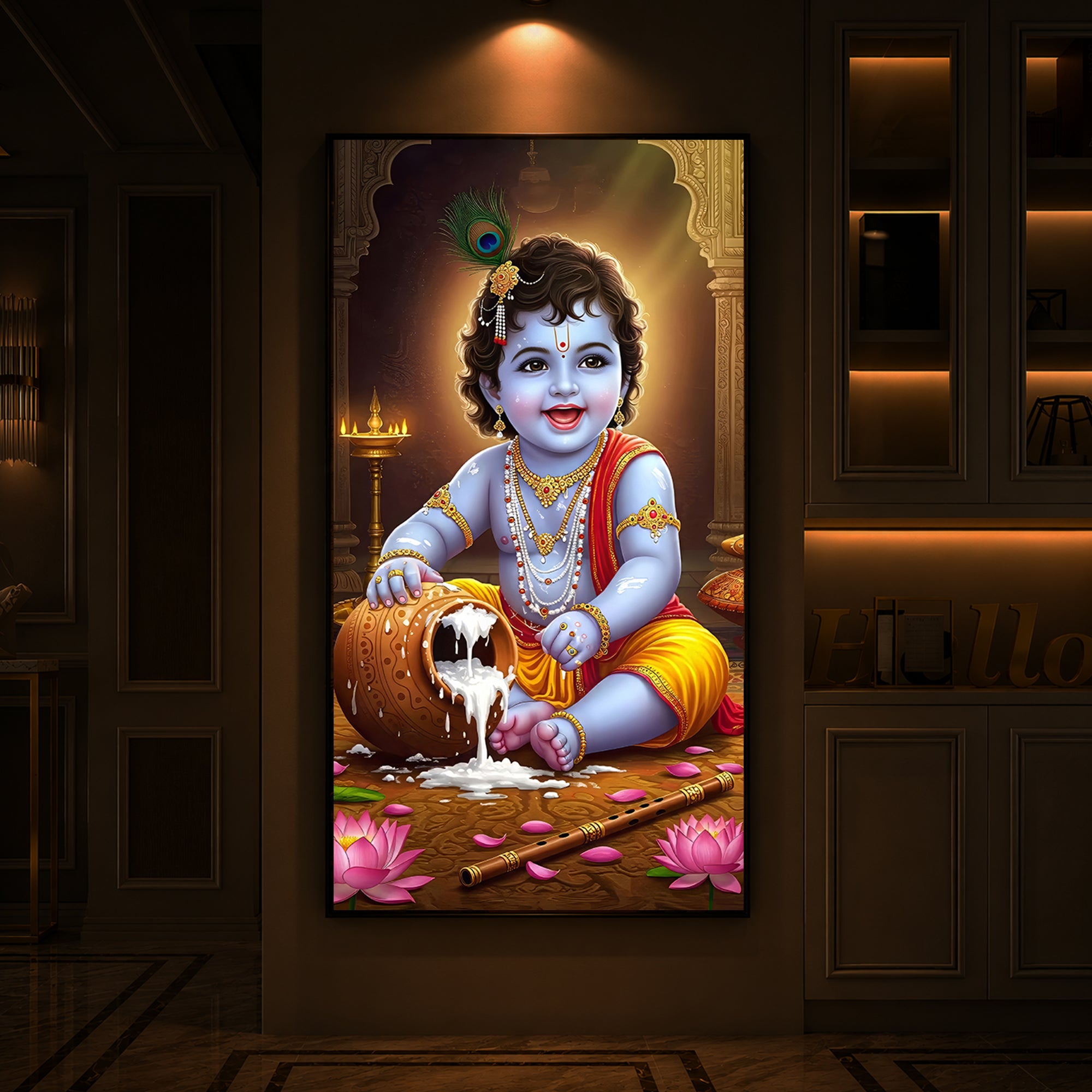 Bal Krishna Modern Luxury Backlight Vertical Wall Art