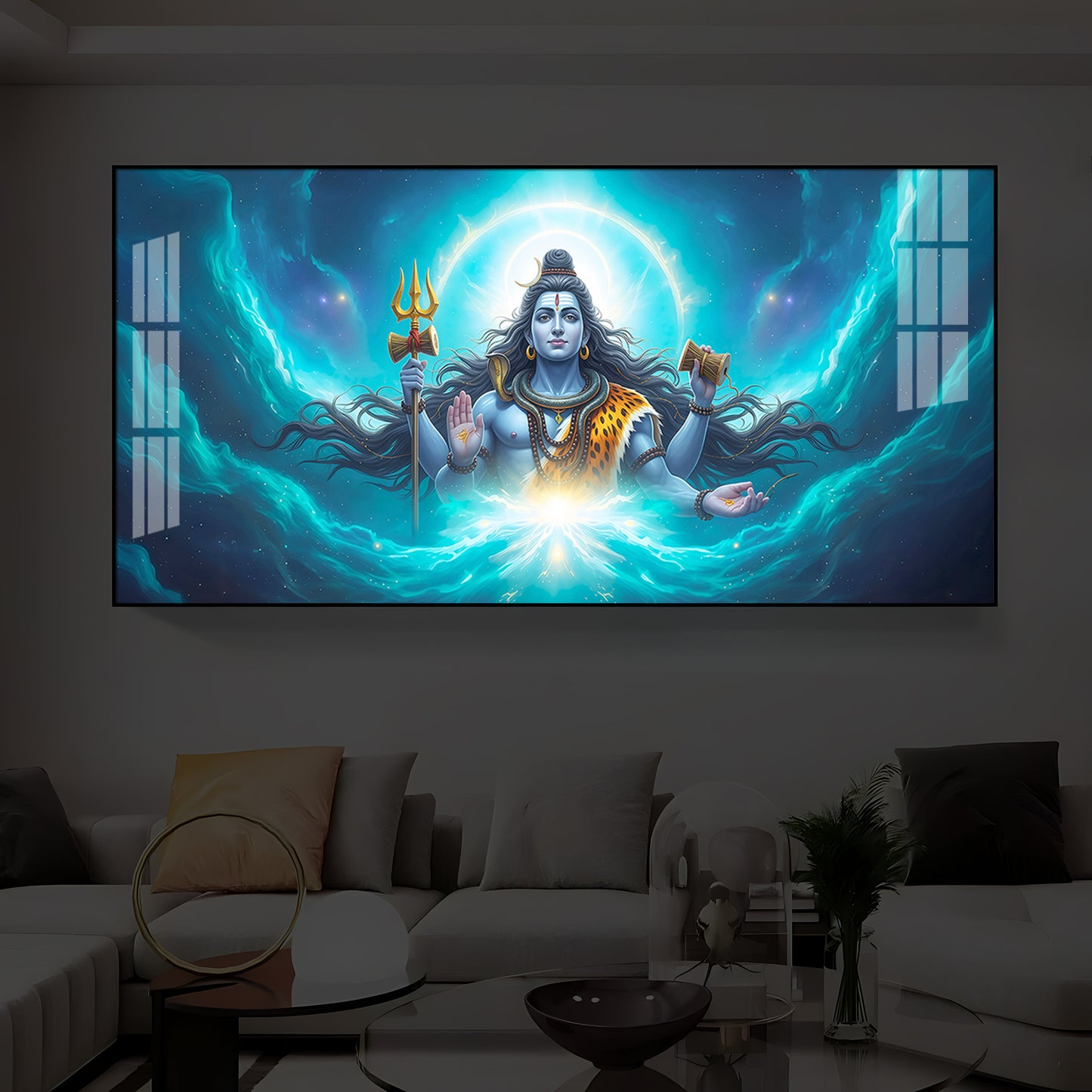 Cosmic Shiva Modern Luxury Backlight Horizontal Wall Art