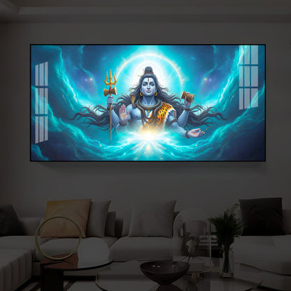 Cosmic Shiva Modern Luxury Backlight Horizontal Wall Art