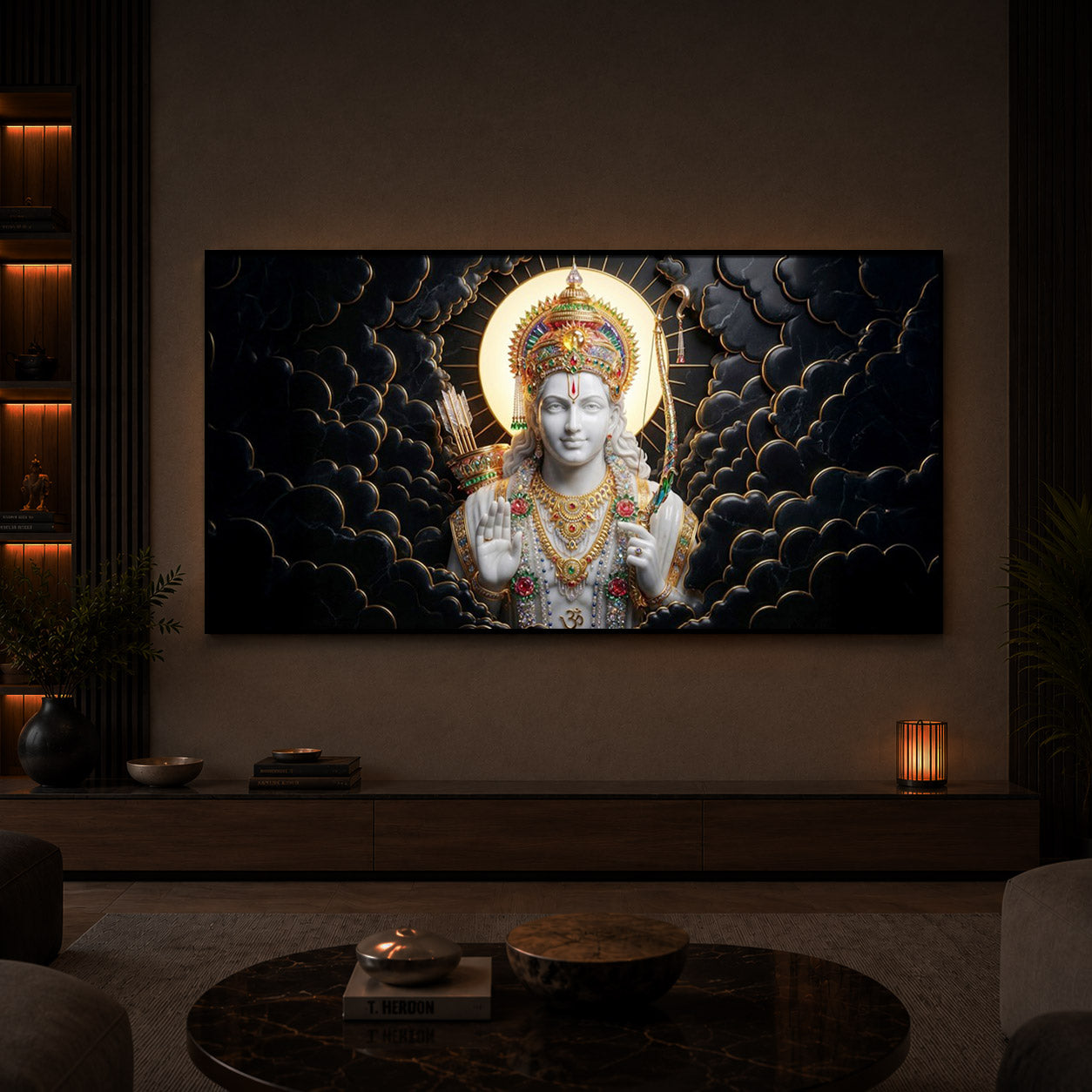 Lord Ram Modern Luxury Backlight Horizontal Wall Art