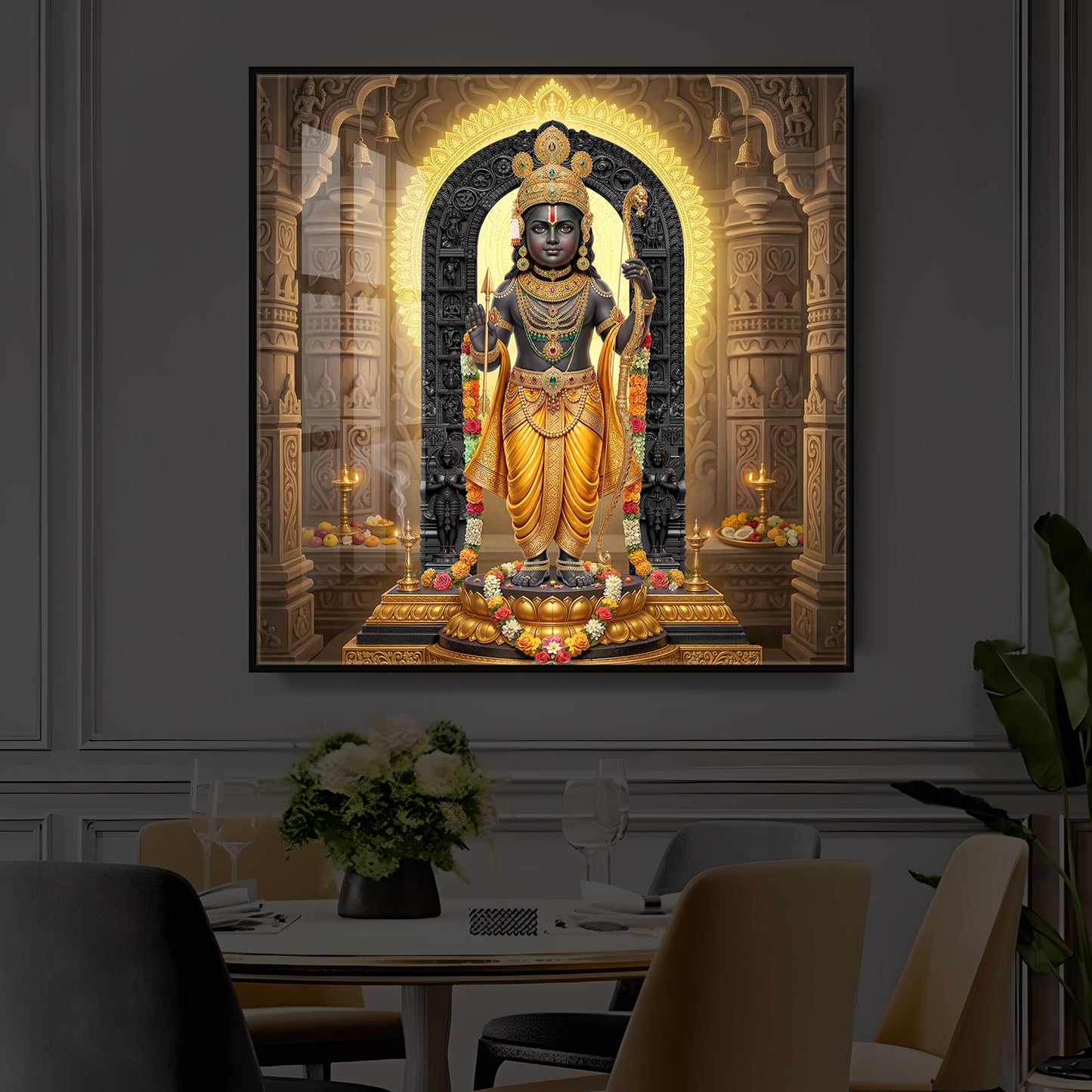 Shree Ram Modern Luxury Backlight Square Wall Art