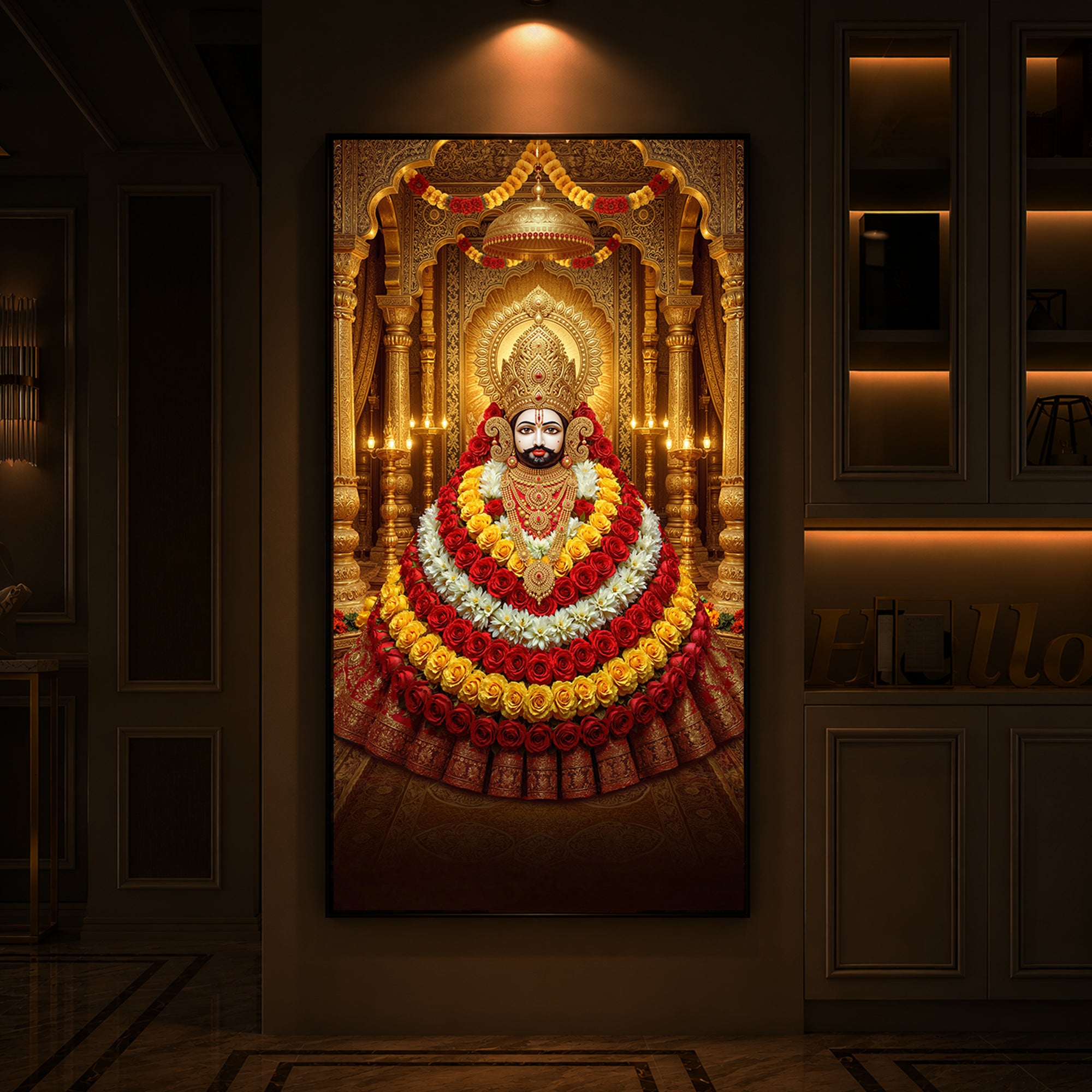 Khatu Shyam Baba Modern Luxury Backlight Vertical Wall Art
