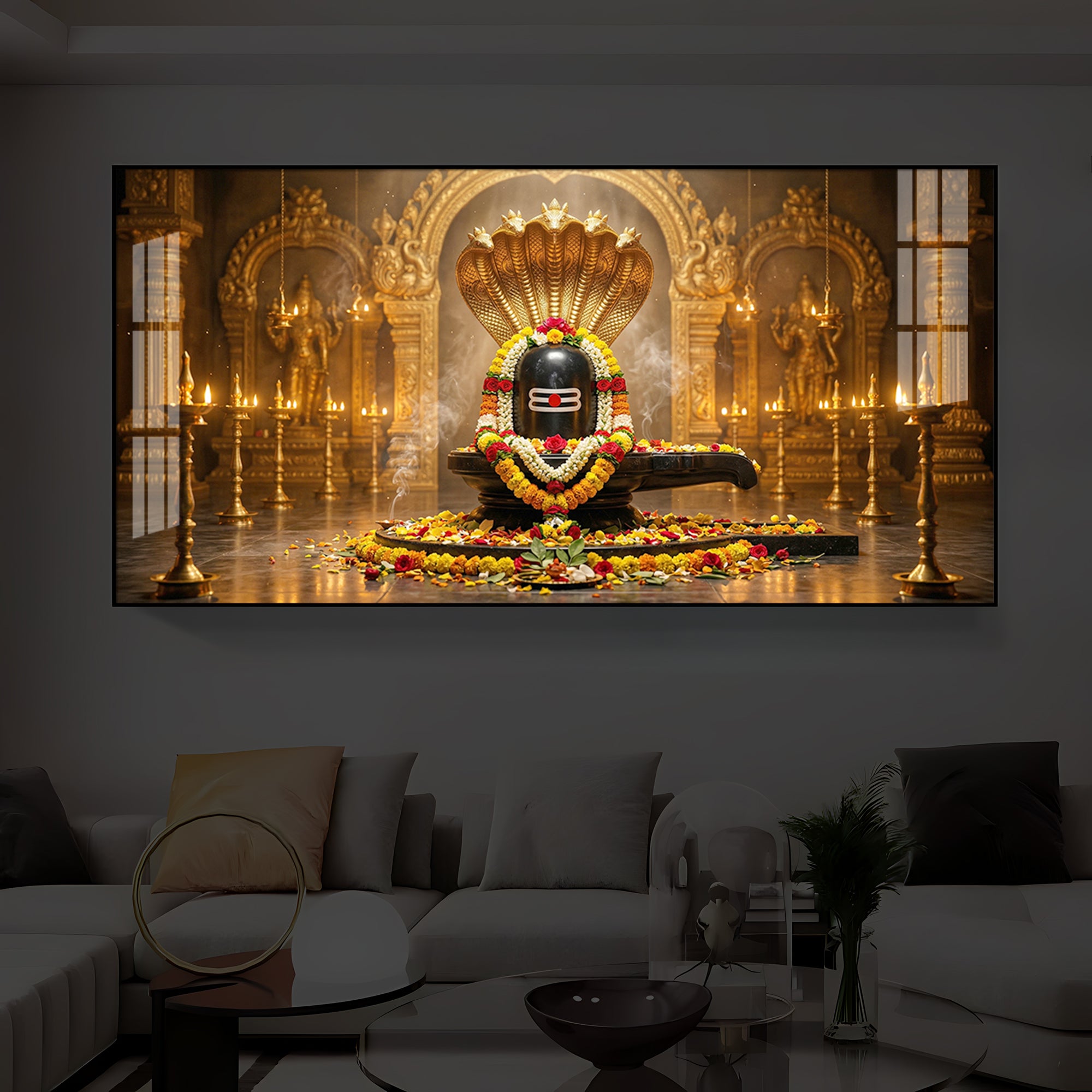 Bholenath Ji Modern Luxury Backlight Horizontal Wall Art