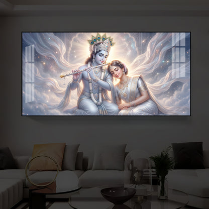 Krishna Radha Modern Luxury Backlight Horizontal Wall Art