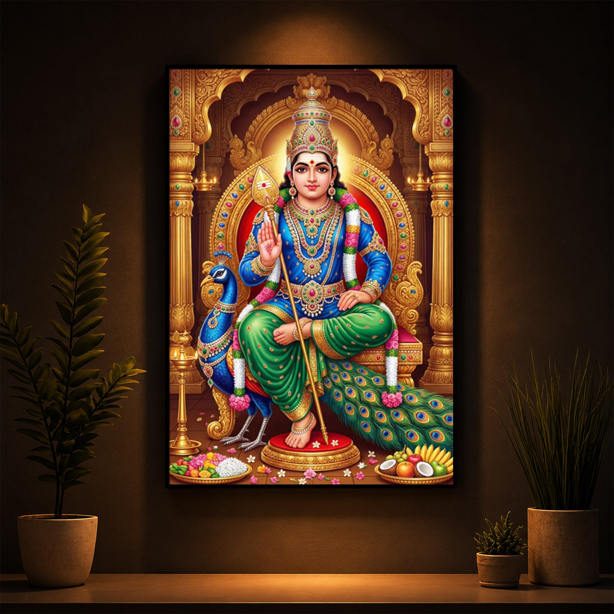 Murugan Bhagwan Modern Luxury Backlight Vertical Wall Art