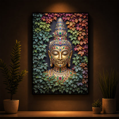 Colorful Gautam Buddha Modern Luxury Backlight Vertical Wall Art