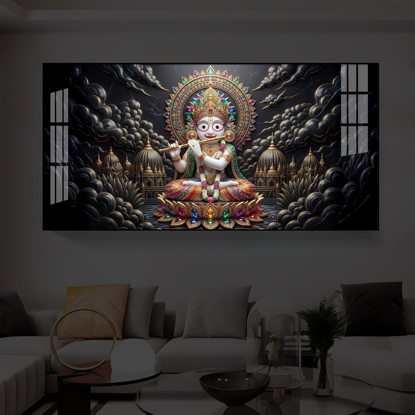 Lord Jagannath Modern Luxury Backlight Horizontal Wall Art