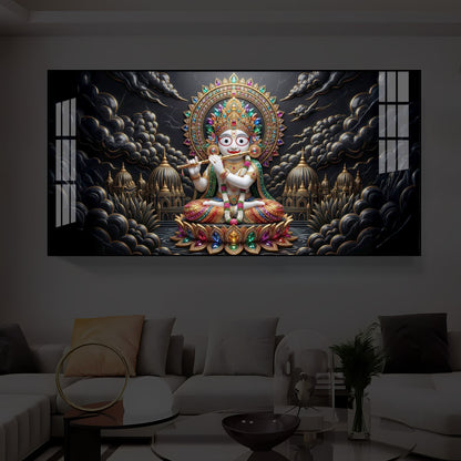 Lord Jagannath Modern Luxury Backlight Horizontal Wall Art