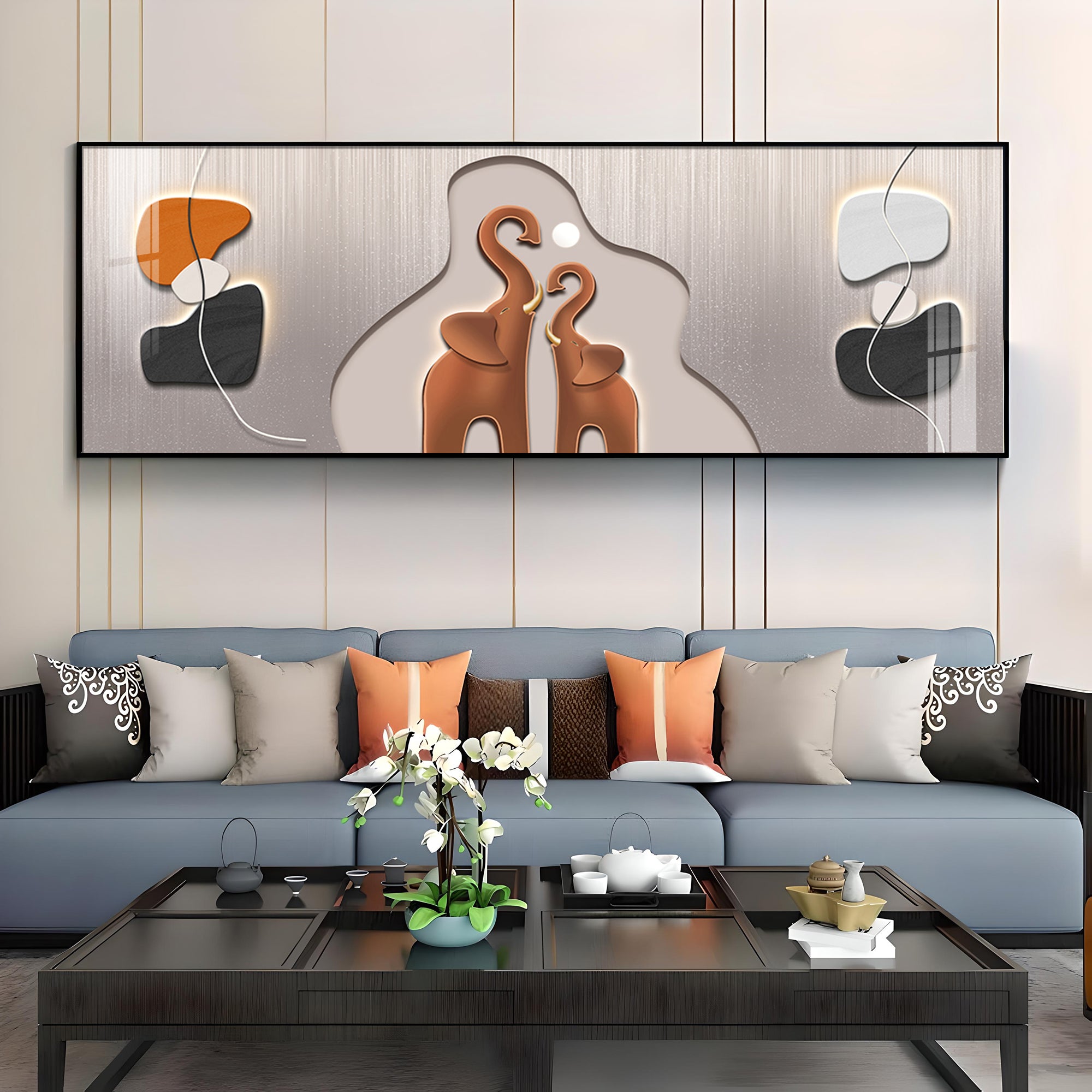 Elephant with baby Elephant Premium Acrylic Horizontal Wall Art