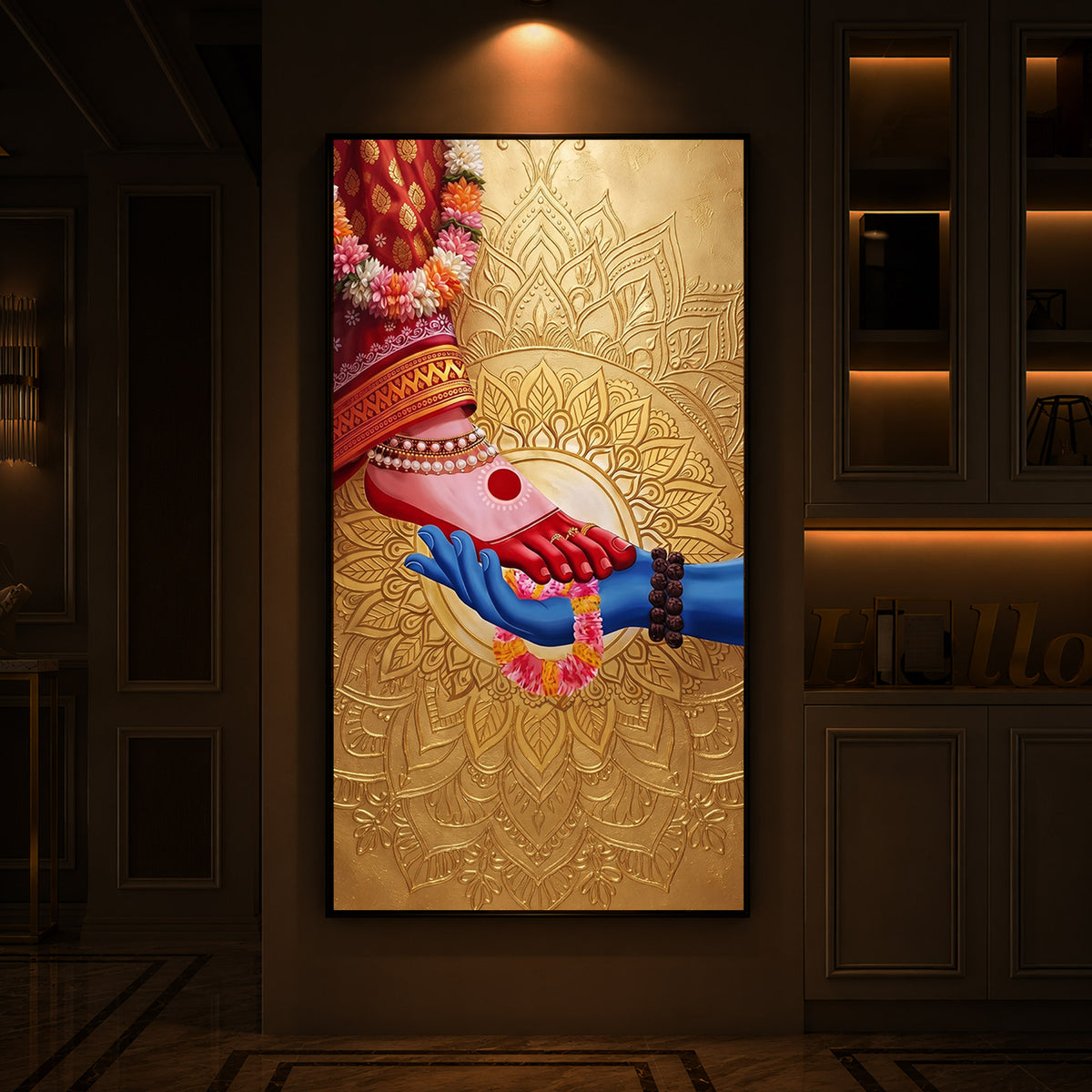 Shiv Shakti Modern Luxury Backlight Vertical Wall Art