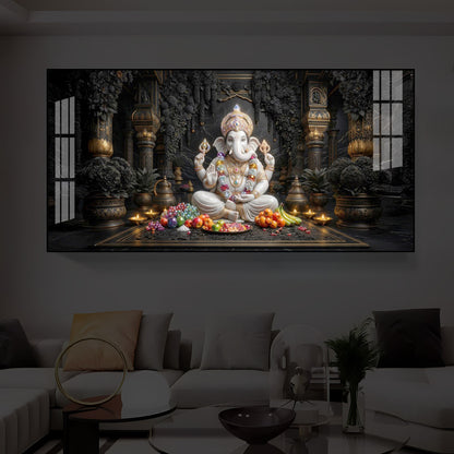 Lord Ganesha Modern Luxury Backlight Horizontal Wall Art