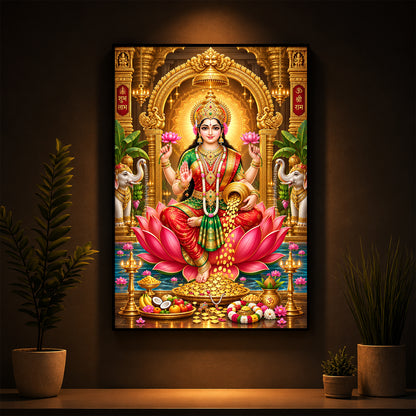 Devi Lakshmi Maa Modern Luxury Backlight Vertical Wall Art