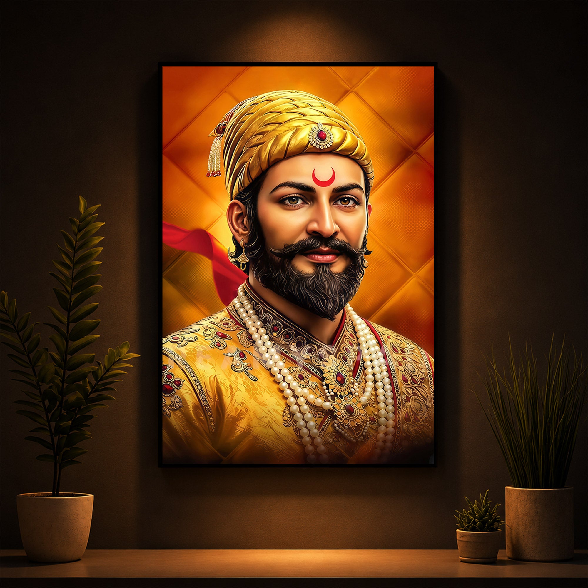 Chhatrapati Shivaji Modern Luxury Backlight Vertical Wall Art