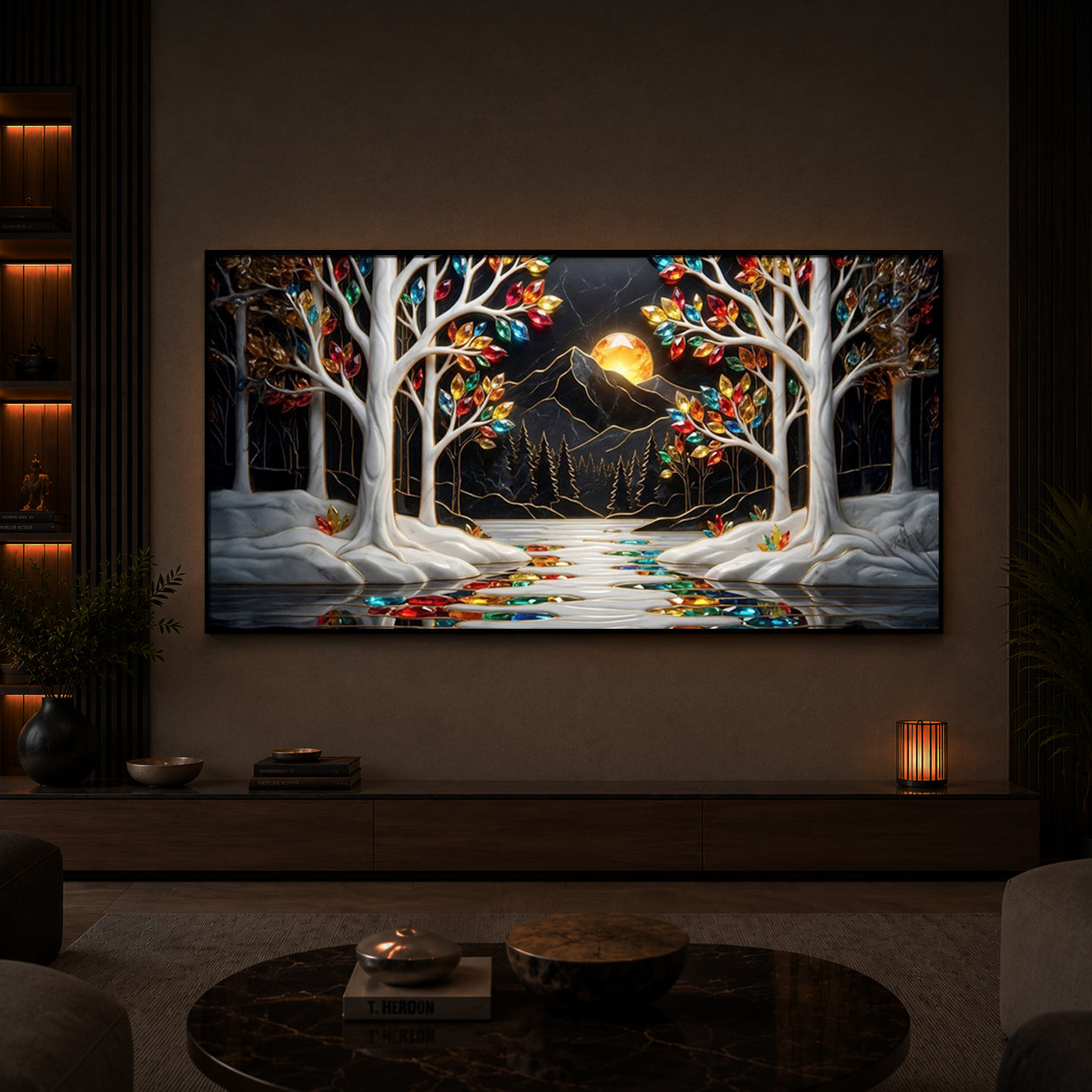 Tree Of Life Modern Luxury Backlight Horizontal Wall Art