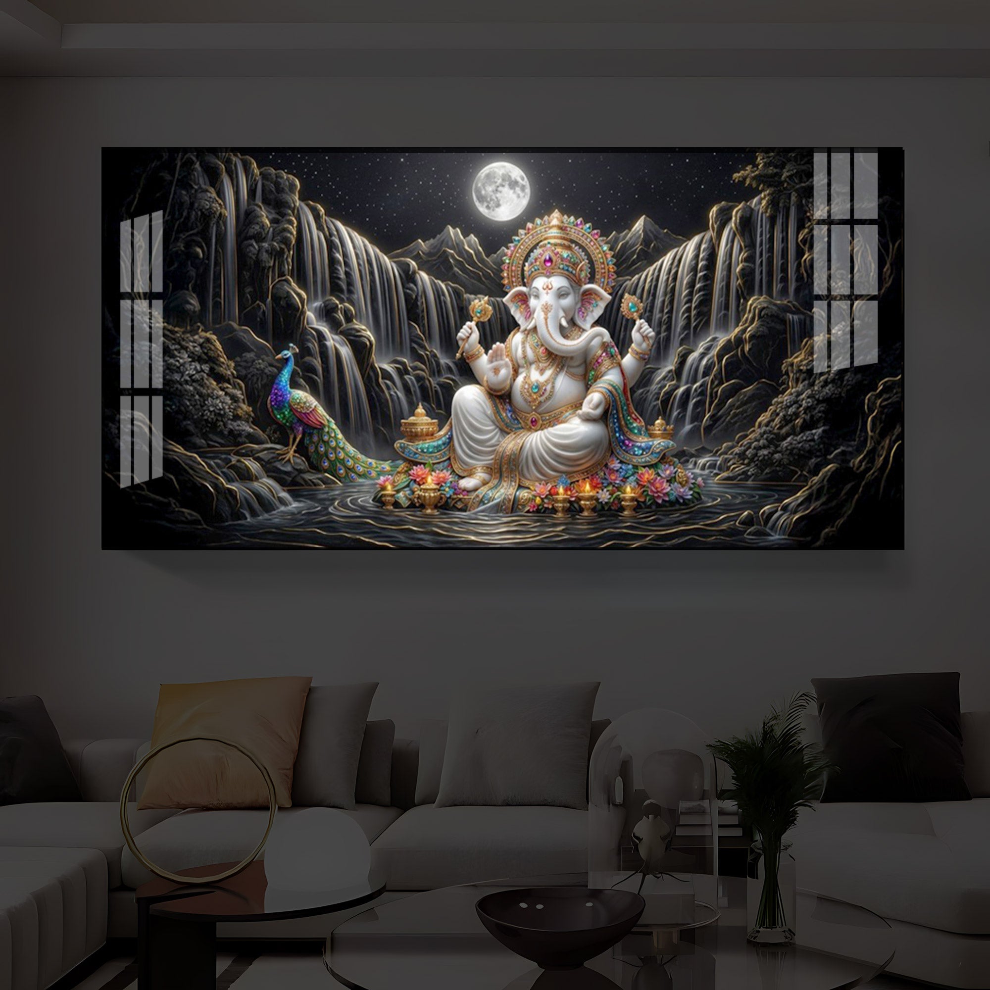 Spiritual Ganesha Modern Luxury Backlight Horizontal Wall Art